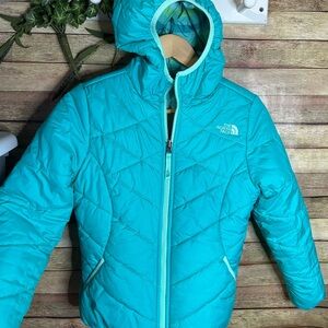 The North Face Girls Reversible Hooded Puffer Jacket Coat Size 10/12
